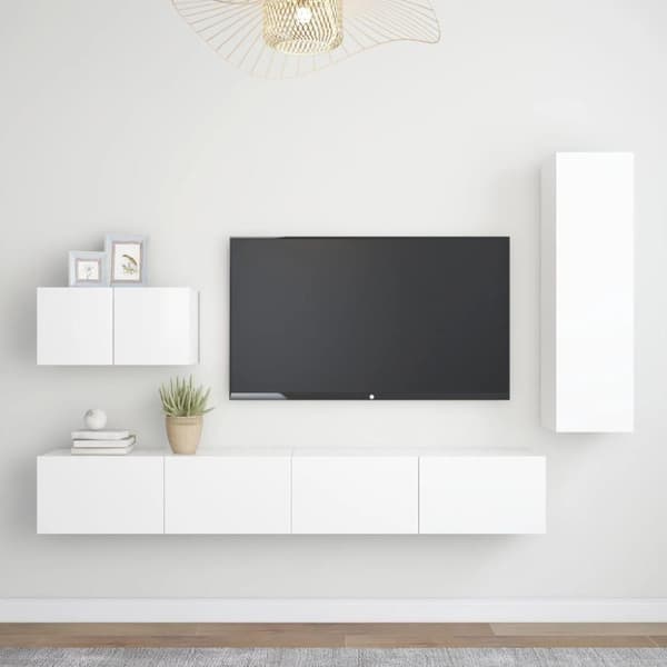 vidaXL tv-skabe 4 dele spånplade hvid