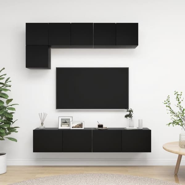 vidaXL 5-osainen TV-kaappisarja musta lastulevy