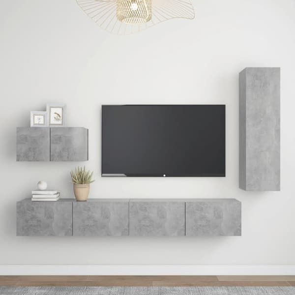 vidaXL 4-osainen TV-kaappisarja betoninharmaa tekninen puu