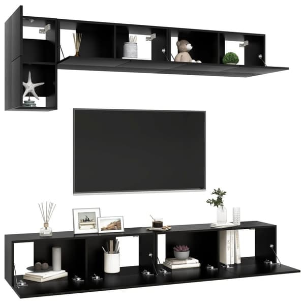 vidaXL TV-benksett 5 deler svart sponplate