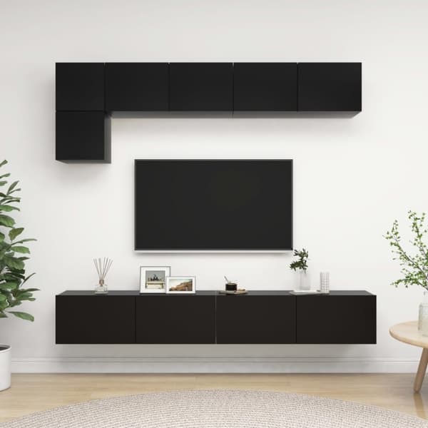 vidaXL TV-benksett 5 deler svart sponplate
