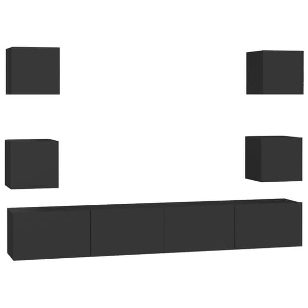 vidaXL TV-benksett 6 deler svart sponplate