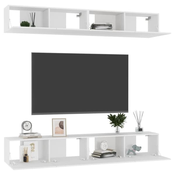vidaXL TV-benker 4 stk hvit 100x30x30 cm sponplate