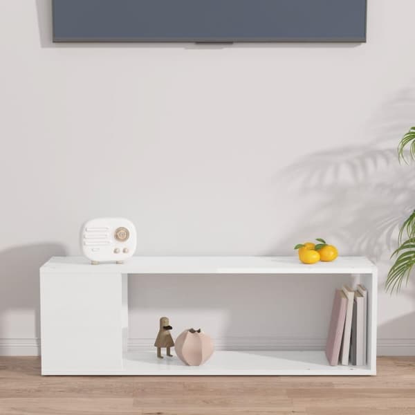 vidaXL TV-taso korkeakiilto valkoinen 100x24x32 cm tekninen puu