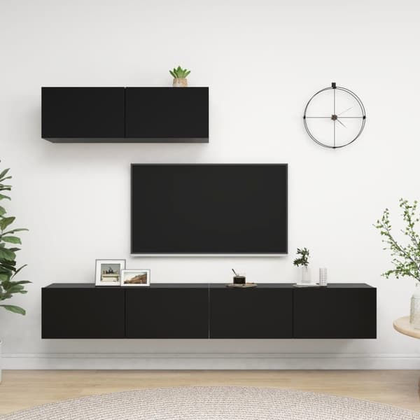 vidaXL TV-benker 3 stk svart sponplate