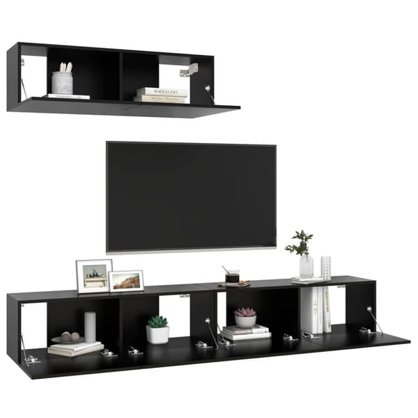 vidaXL TV-benker 3 stk svart sponplate