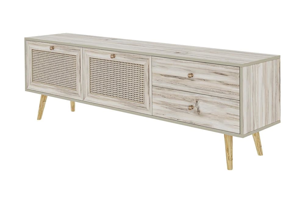 TV-BÄNK 180 cm 4 Skåp Sand/Natur
