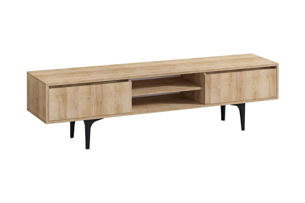 TV-BÄNK 180 cm 2 Skåp Natur/Svart