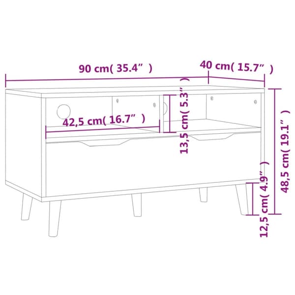 vidaXL TV-benk røkt eik 90x40x48,5 cm konstruert tre