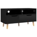 Miniatyrbillede 1 af 9: vidaXL tv-bord 90x40x48,5 cm konstrueret træ sort højglans