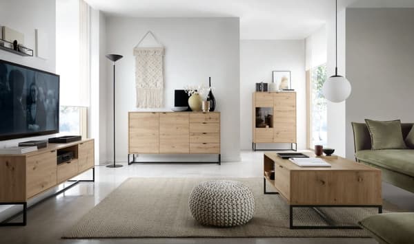 TV-penkki Loftii 153 cm loft-tyyliin, artesaani tammi väri