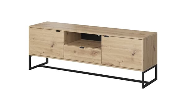 TV-bänk Loftii 153 cm  i loftstil, hantverksmässig ekfärg