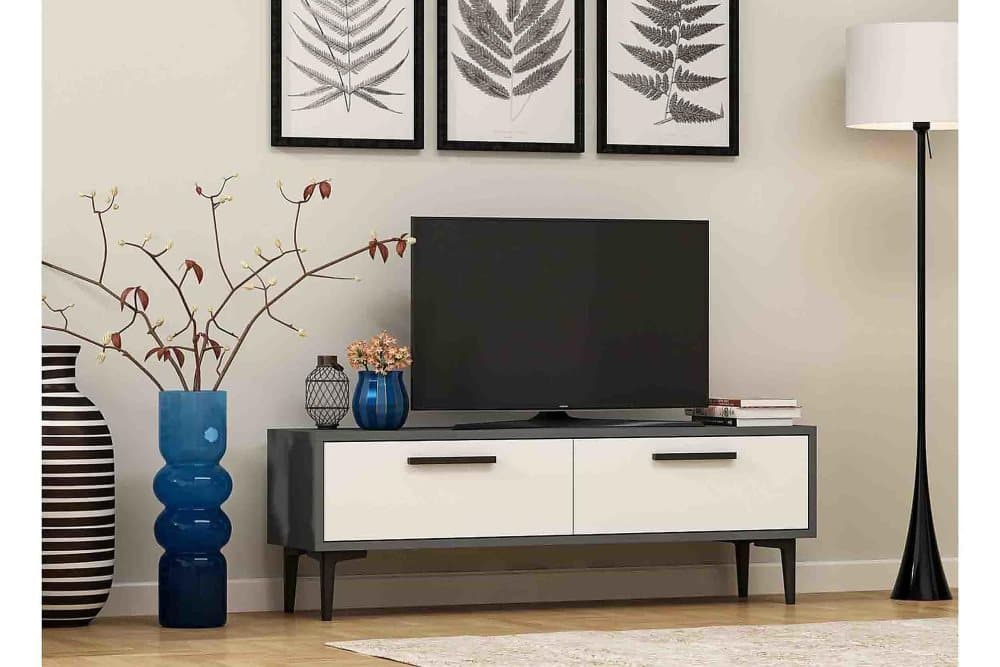 RIETVELSI Tv-bänk 120 cm Antracit/Vit