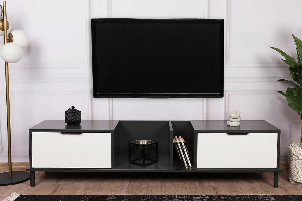 GOOIMEER Tv-bänk 180 cm Vit/Antracit
