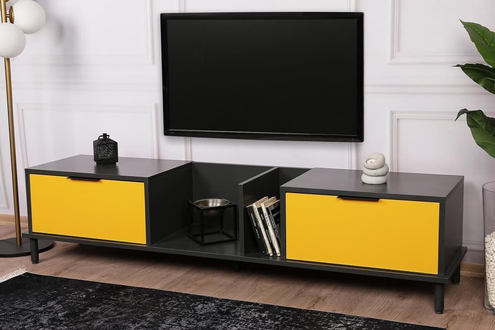 GOOIMEER Tv-bänk 180 cm Gul/Antracit