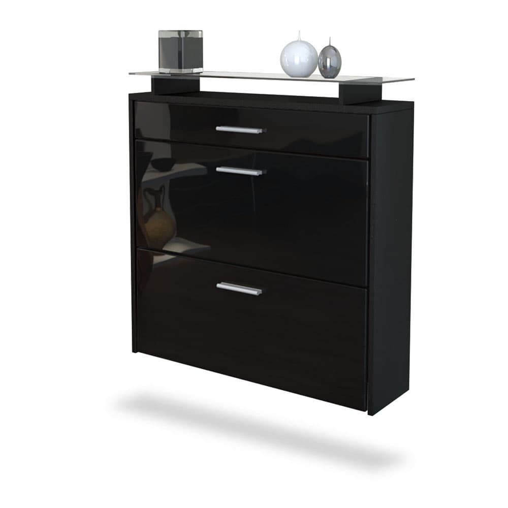 Encado Malea Vägghängt Skoskåp, Vit/Svart, 89 x 96 x 23 cm