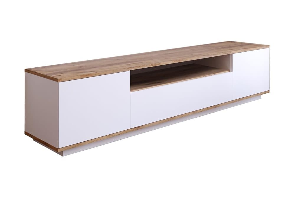 ROLAN Tv-bänk 180 cm med Hylla Vit/Natur