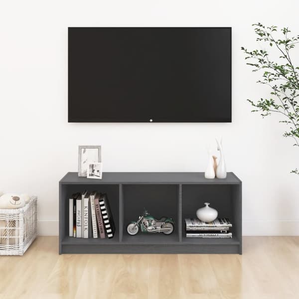 vidaXL TV-bänk grå 104x33x41 cm massiv furu