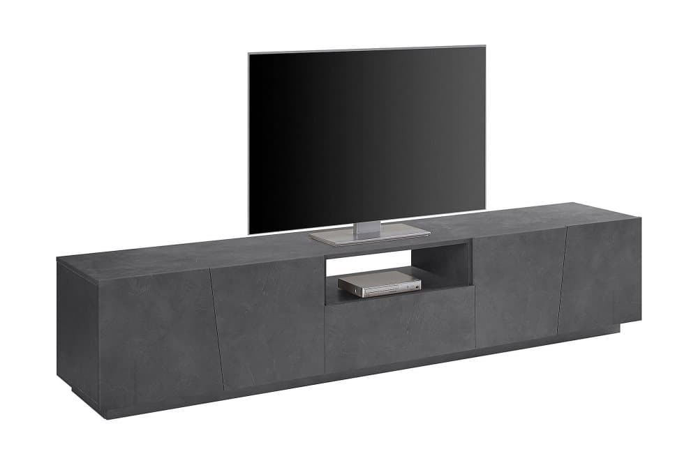 VEGENA Tv-bänk 220 cm 4 Dörrar + Låda Antracit