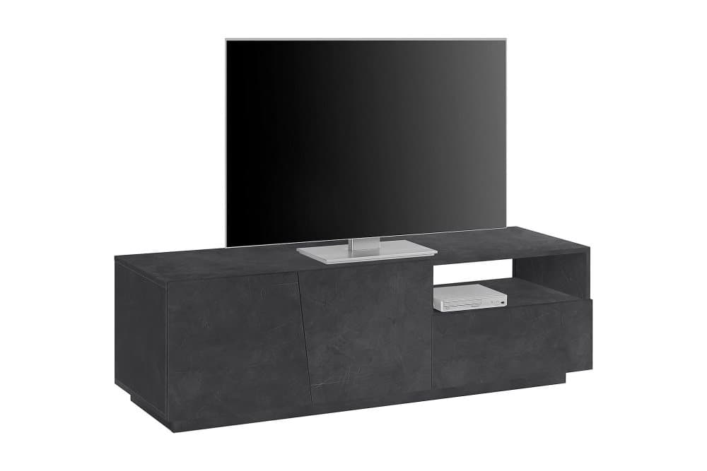 VEGENA Tv-bänk 150 cm 2 Dörrar + Låda Antracit