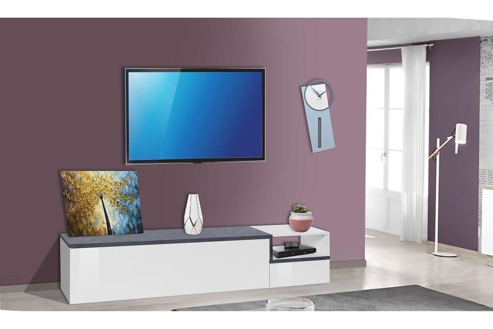 ZETEL Tv-bänk 200 cm Vit/Antracit