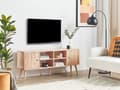 Miniatyrbild 2 av 9: TV-bänk 2 dörrar Ljust trä Gummiträ Vardagsrum Skåp Förvaring Retro Scandi Style