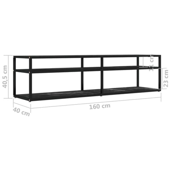 vidaXL TV-benk svart marmor 160x40x40,5 cm herdet glass