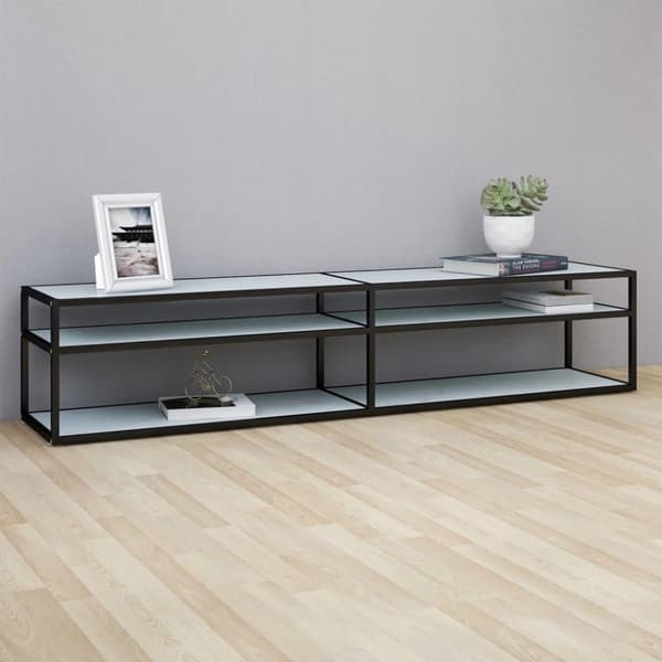 vidaXL TV-bänk vit marmor 200x40x40,5 cm härdat glas