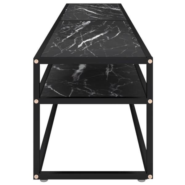 vidaXL TV-bänk svart marmor 200x40x40,5 cm härdat glas