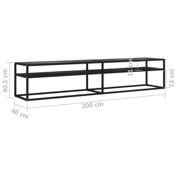 vidaXL TV-bänk svart marmor 200x40x40,5 cm härdat glas