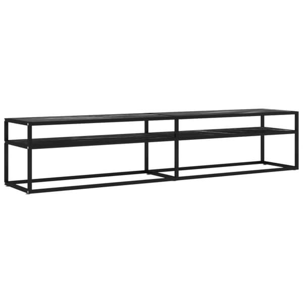 vidaXL TV-bänk svart marmor 200x40x40,5 cm härdat glas