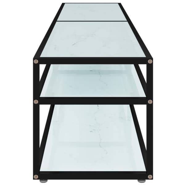vidaXL TV-benk hvit marmor 180x40x40,5 cm herdet glass