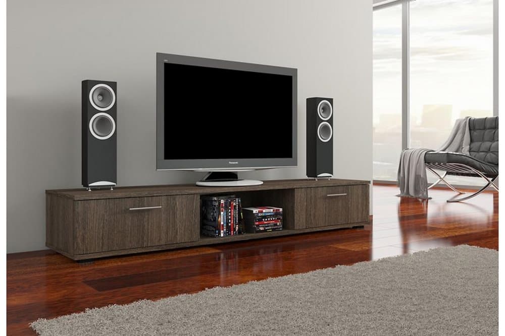 YDRAIA Tv-bänk 176 cm med 2 Lådor + Hylla Mörkbrun