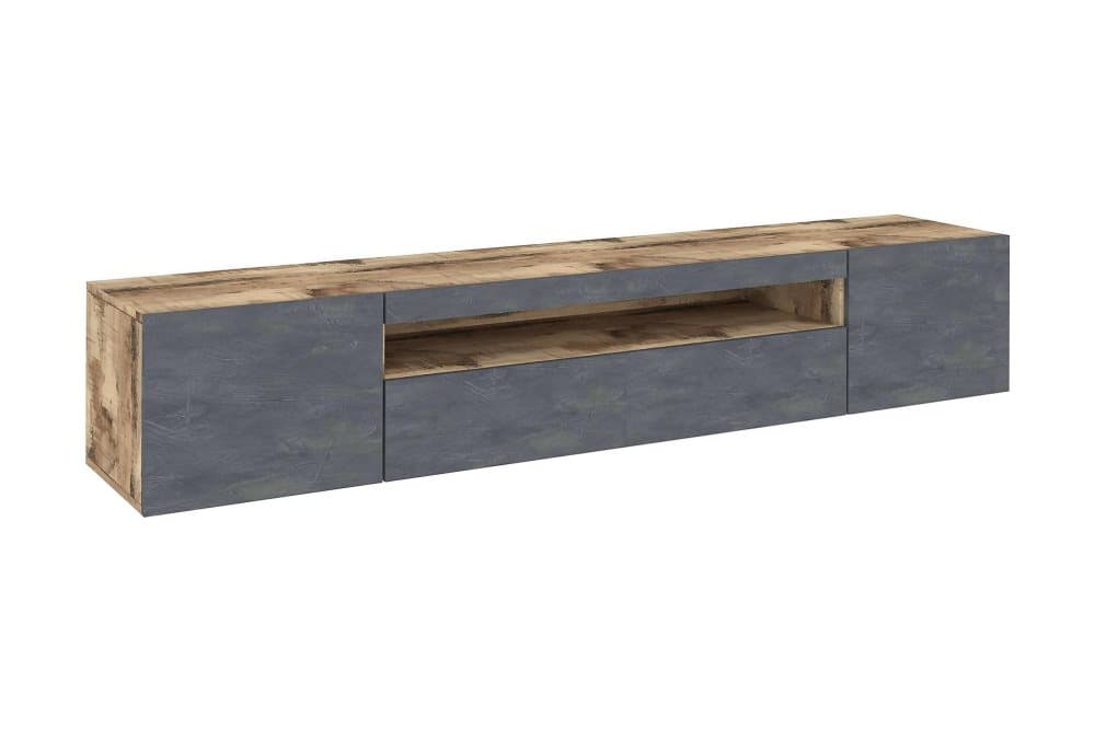 DAVOSER Tv-bänk 200 cm Natur/Lönnfärg/Antracit