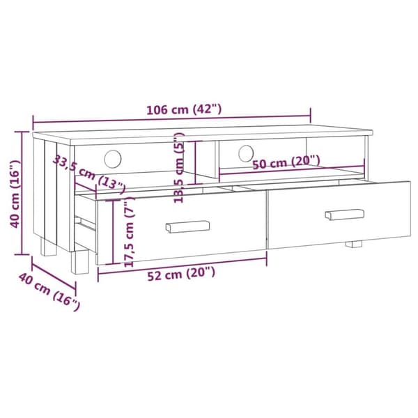 vidaXL tv-skab HAMAR 106x40x40 cm massivt fyrretræ hvid