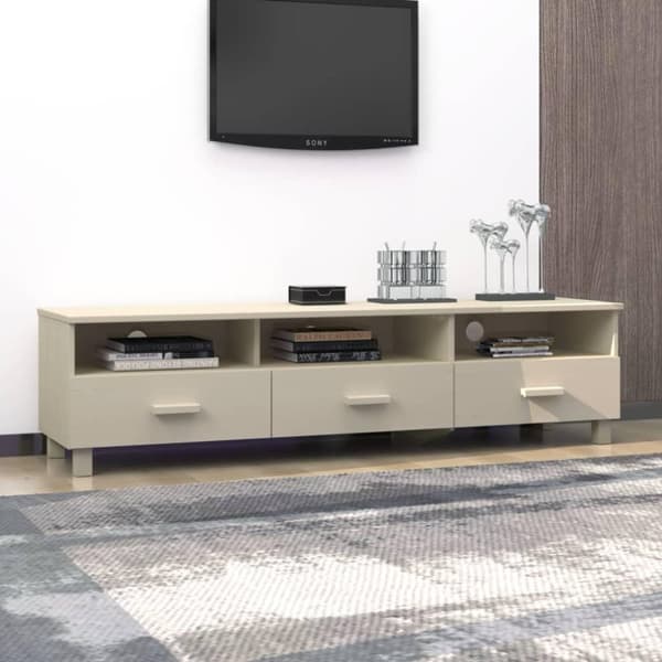 vidaXL tv-skab HAMAR 158x40x40 cm massivt fyrretræ honningbrun