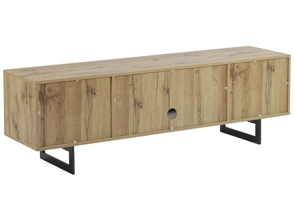 TV-taso vaalea puu/musta 50 x 160 x 40 cm kaksi ovea metalliset jalat rustiikkinen tyyli