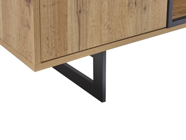 TV-taso vaalea puu/musta 50 x 160 x 40 cm kaksi ovea metalliset jalat rustiikkinen tyyli