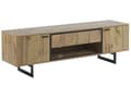 Pikkukuva 1 / 10: TV-taso vaalea puu/musta 50 x 160 x 40 cm kaksi ovea metalliset jalat rustiikkinen tyyli