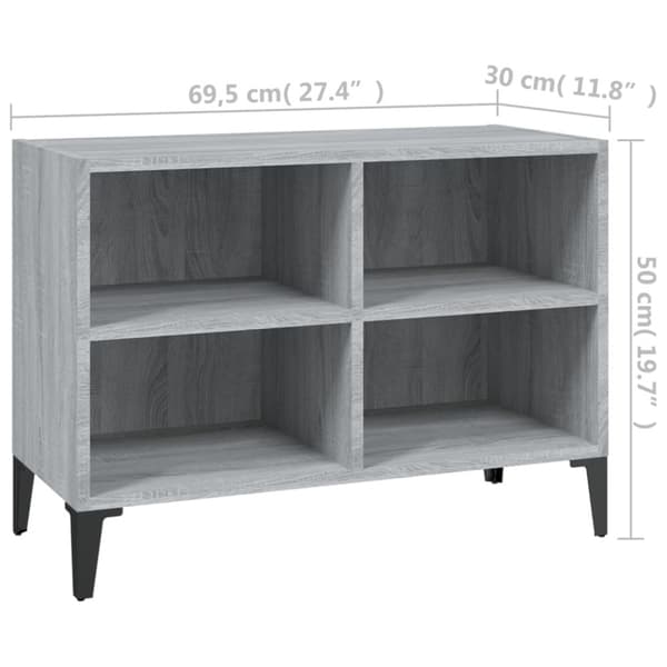 vidaXL TV-taso metallijaloilla harmaa Sonoma 69,5x30x50 cm