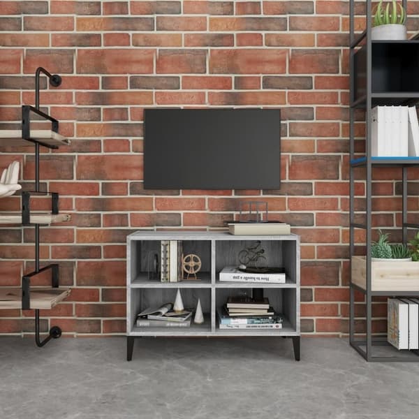 vidaXL TV-taso metallijaloilla harmaa Sonoma 69,5x30x50 cm