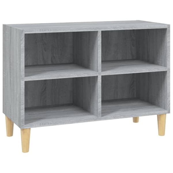 vidaXL TV-bänk med massiva ben grå sonoma-ek 69,5x30x50 cm