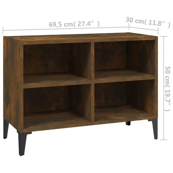 vidaXL TV-benk med metallben røkt eik 69,5x30x50 cm