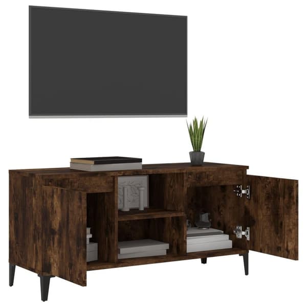 vidaXL tv-skab med metalben 103,5x35x50 cm røget egetræsfarve