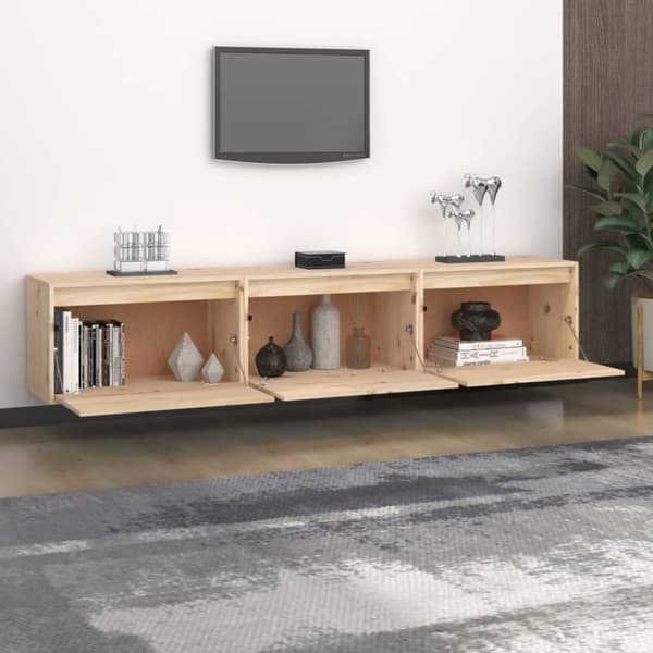 vidaXL Tv-bänk 3 delar massiv furu