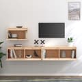 Miniatyrbild 4 av 10: vidaXL Tv-bänk 3 delar massiv furu