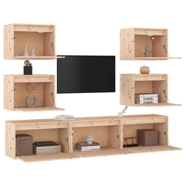 vidaXL TV-benker 7 stk heltre furu