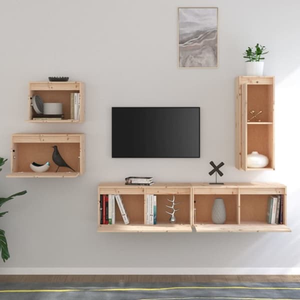 vidaXL TV-benker 5 stk heltre furu