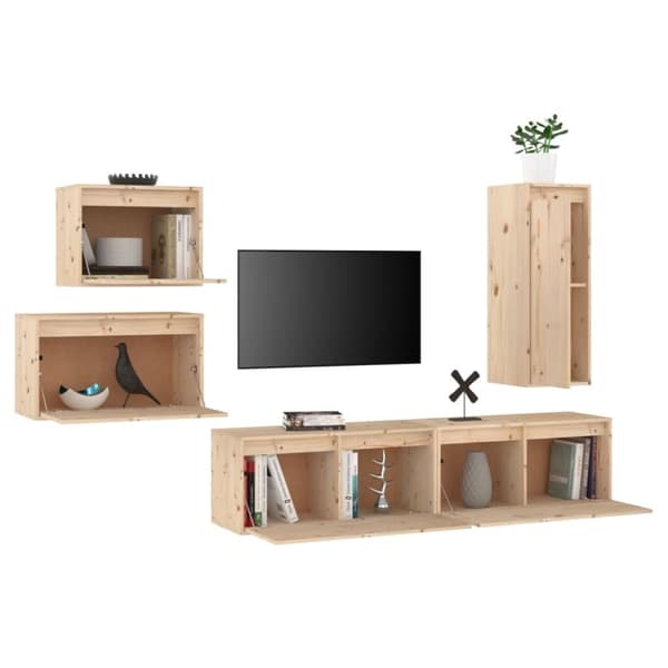 vidaXL TV-benker 5 stk heltre furu