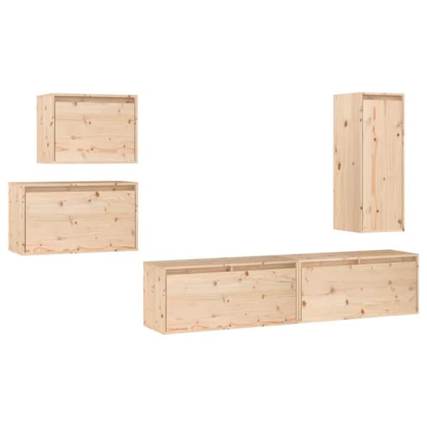 vidaXL TV-benker 5 stk heltre furu
